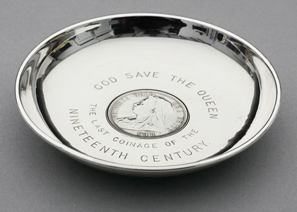 Sampson Mordan Antique Silver Bowl - Victorian Half Crown 1900, God Save The Queen, Last Coinage 19th Century